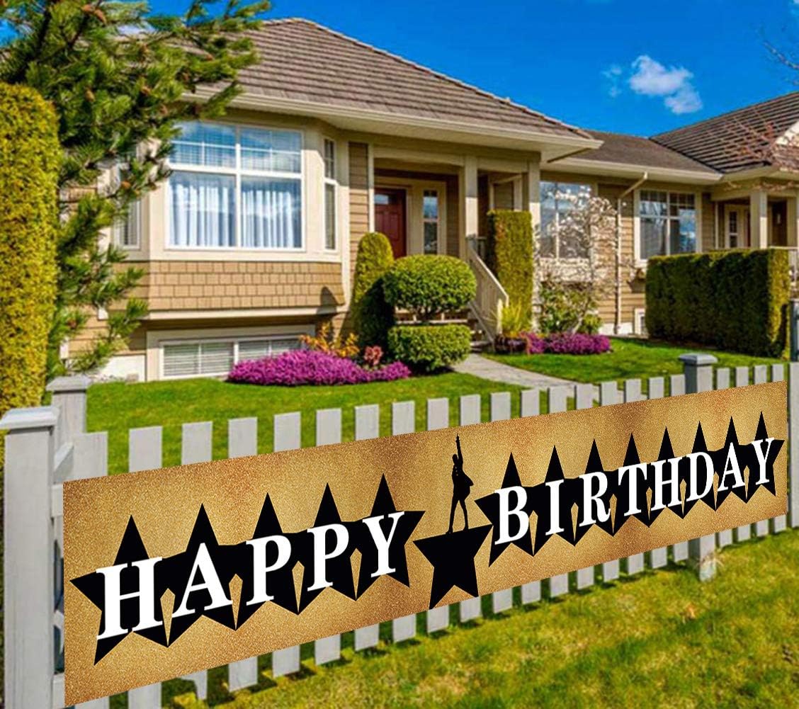 Large Hamilton Inspired Happy Birthday Banner, Hamilton The Musical Birthday Party Decorations, American Musical Theme Birthday Party Supplies (9.8 x 1.6 ft)