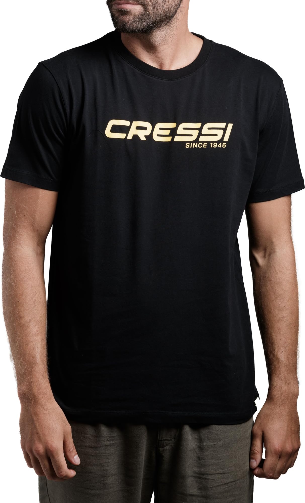 Cressi Men's Classic T-Shirt with Crew Neck Short Sleeve Black/Yellow