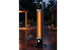 Uthfy Electric Outdoor Patio Heater,1500W Infrared Heater with 24H Timer, Remote, Waterproof, Quiet Portable Space Heater for Large Room, 35” Tower Heater for Indoor Garage, Balcony, Backyard, Shop