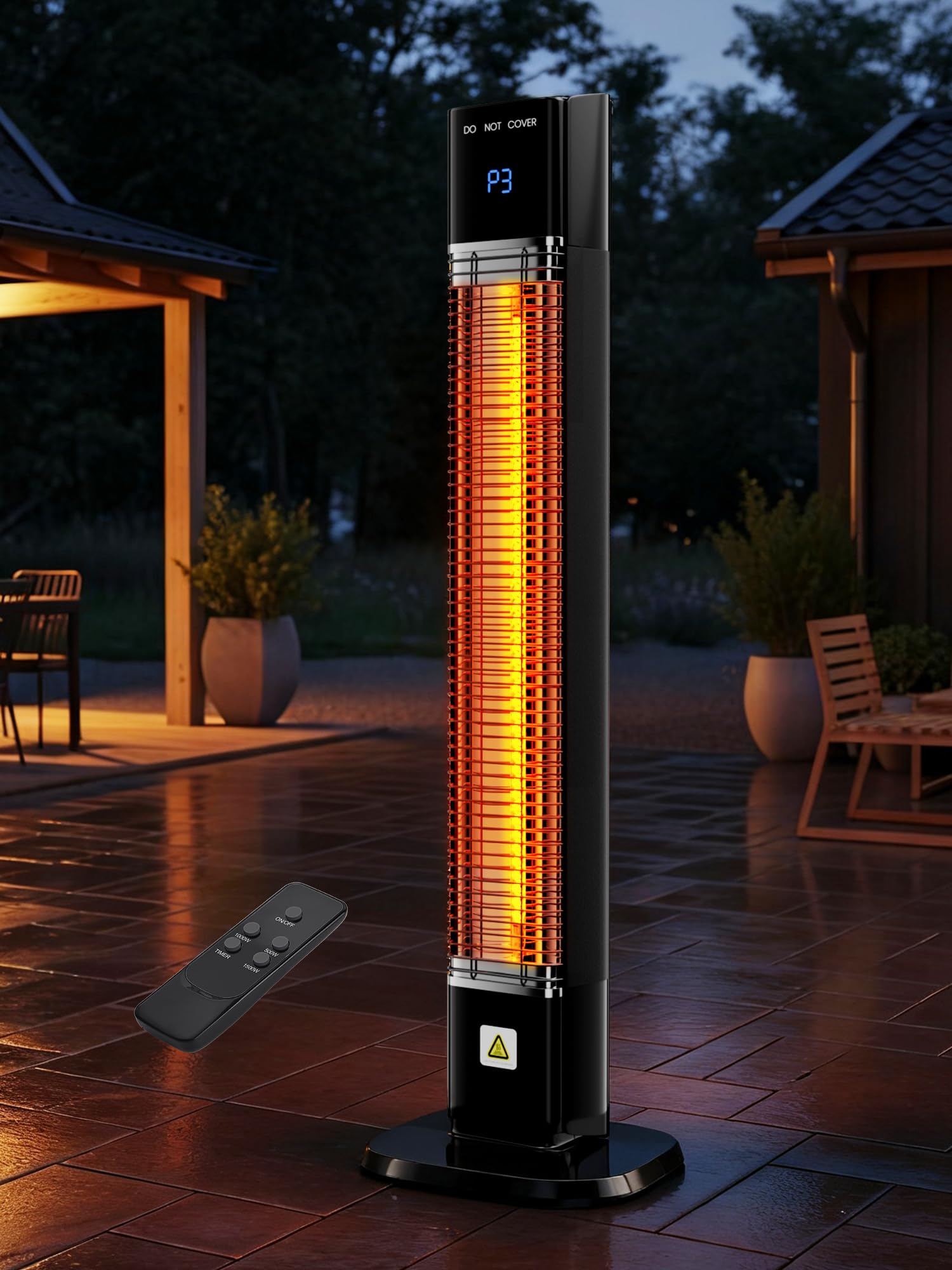 Photo 1 of ***SHOWS SIGNS OF HEAVY USAGE*** Uthfy Electric Outdoor Patio Heater,1500W Infrared Heater with 24H Timer, Remote, Waterproof, Quiet Portable Space Heater for Large Room, 35” Tower Heater for Indoor Garage, Balcony, Backyard, Shop