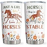 Qatdey Horse Gifts for Women/Girls, Christmas/Birthday Present for Horse Lover Tumbler 20oz, Just A Girl Who Loves Horses Mug 1PC