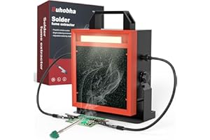 Buhobha Solder Fume Extractor with LED Light & 2 Helping Hands, Solder Fan with Adjustable Angle Bracket, Smoke Absorber Suitable for Soldering, Diy and More