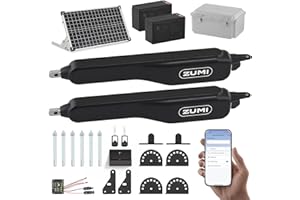 ZUMI Smart Solar Gate Openerfor Gates up to 1100lb*2 20ft, App Control Swing Gate Opener Electric Gate Opener Automatic Gate Opener with Remote Control for Home Driveway Garden