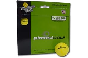 Best Practice Golf Balls on The Planet. Perfect for Golf Training. Solid Contact for Great Feedback. Limited Flight for Backyard use. Safe for Indoors. by AlmostGolf (10 Pack Yellow)