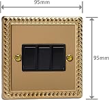 Varilight 3-Gang Rocker Switch 2-Way Georgian Brass Black Rockers XG3B view 5