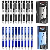 GC QUILL Gel Ink Pens Set Premium Refillable & Retractable Rolling Ball,0.5mm Fine Point Pen,12 Black Ink +10 Blue Ink Pens BKBL22