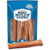 Best Bully Sticks Thick 6 Inch Bully Sticks for Dogs - 5 Count (Pack of 1) - Natural, Grass-Fed Beef, Single Ingredient, Grain and Rawhide Free - Large Breeds