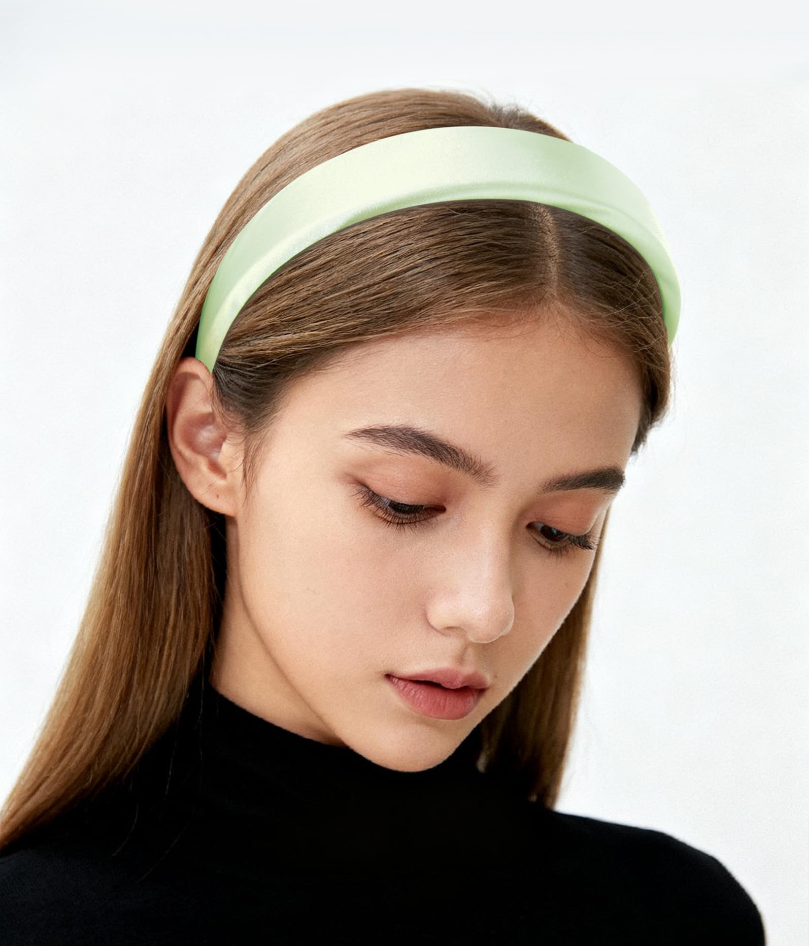 axy Headband with Fabric Padded Candy Colours and Satin Covered - Beautiful Women's Headband Hair Accessories Hair Band HRK7A (Light Green)