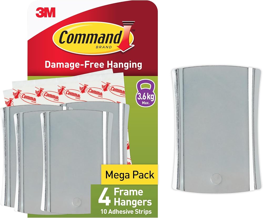 3M Command Jumbo Universal Sticky Nail 4 Hooks 10 Strips Silver Damage Free