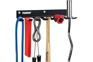 Poskad Multi-Purpose Gym Storage Rack,8 OR 12 Hook Heavy-Duty Steel Gym Organizer Wall Mount Hanger for Home and Pro, Gym Accessory Storage Resistance Bands,Jump Ropes,Lifting Belt,Barbells.
