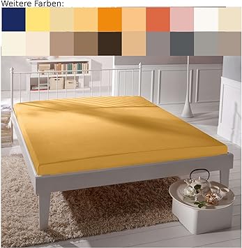 Estella Mako Exquisite Fitted Sheet For Bed 100 X 200 Cm Jersey Thread 710 Gelb 100 Cm X 200 Cm Amazon Co Uk Kitchen Home
