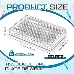 Weysat 20 Pcs 96 Well Tissue Culture Plates with