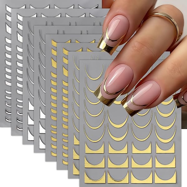Nail Art Aufkleber Aufkleber Gold Spitze Wirbel Linien French