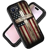ZXHSBROK Designed for iPhone 16e Case, Military Grade Heavy Duty 3-Layer Shockproof Drop Phone Protective Cover for iPhone 16e (2025) 6.1 inch, American Flag Cross