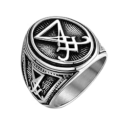 Hipunk Sigil of Lucifer Satanic Ring - Men Gothic