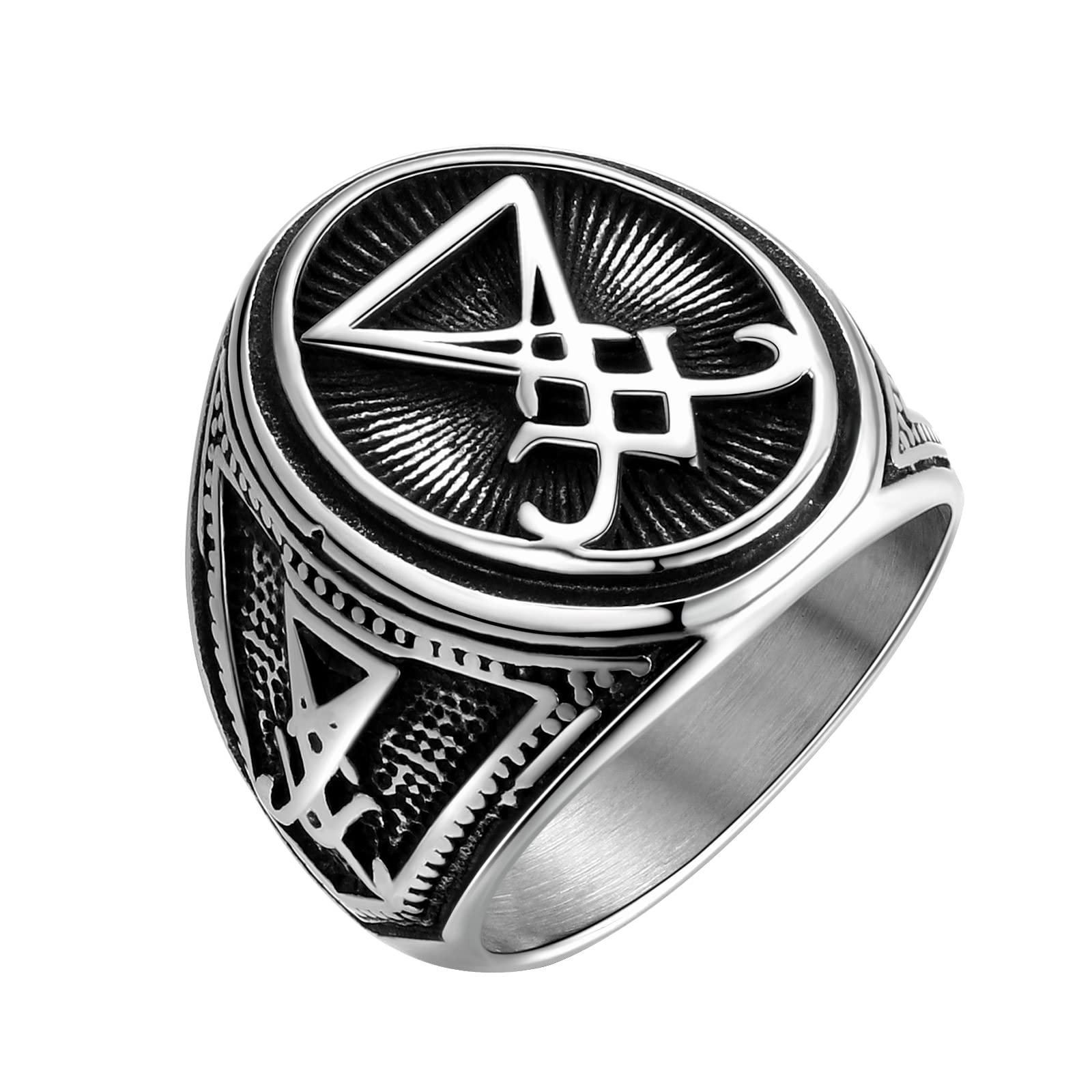 Hipunk Sigil of Lucifer Satanic Ring - Men Gothic