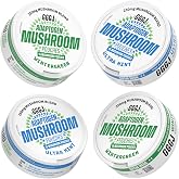 Adaptogen Mushroom Nootropic Pouches (4 Pack Bundle) - 250mg Mushroom Blend + 165mg Energy Blend, Nicotine Free &amp; Caffeine Free, Ultra Pouch with Lion's Mane, Cordyceps, Reishi, Alpha-GPC, L-Theanine