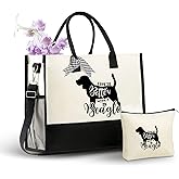 InnoBeta Beagle Gifts Canvas Tote Bag, Beagle Bag with Top Zipper Closure and Shoulder Strap for Birthday, Mother's Day, Christmas