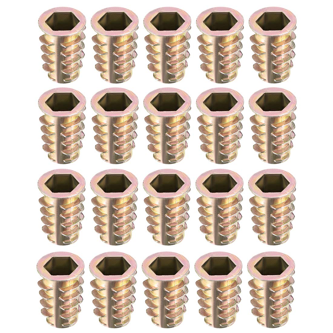 sourcing map Furniture Threaded Insert Nuts Zinc Alloy M10 Internal Threads 23mm Length 20pcs — image 1