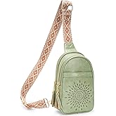 APHISON Small Sling Bag Fanny Packs Cell Phone Purse Vegan Leather Crossbody Bags for Women Chest Bag with Adjustable Strap Green