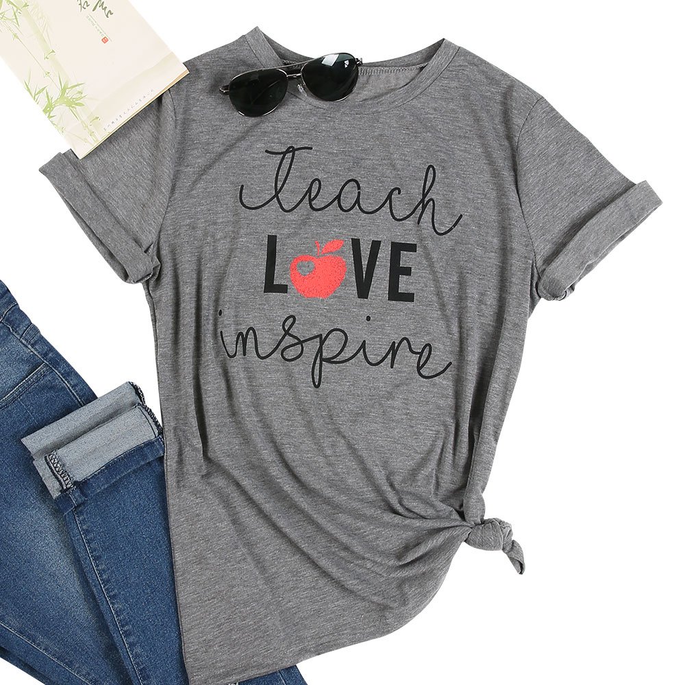 Short Inspire Woman Printed Love Vin Teach beauty Shirt Sleeve For Short Sleeve beauty Love Vin Woman For Teach Shirt Printed Inspire