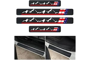 SOAPOP 4PCS Carbon Fiber Style Door Sill Protector Guard Sills Protector Trim,Welcome Pedal Protect Compatible with Car Truck SUV Universal American Flag Car Accessories