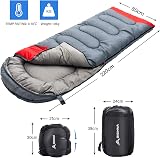 BISINNA Sleeping Bag with Pillow 4 Season Waterproof Warm Camping Grey Right Zip view 2