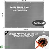 VOUNOT 4x6m Tarpaulin Heavy Duty 240 g/m² Waterproof Tarp Grey view 4