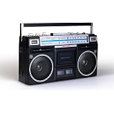 aiwa Portable Retro Boombox BackTrack Jr, Vintage Bluetooth Speaker with Cassette Player, Bluetooth, FM/AM Radio, USB &amp; AUX for Home, Outdoor, and Travel Listening (Black)