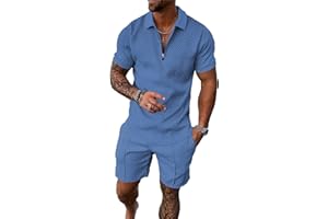 BIRW Men‘s Track Suits 2 Piece Summer Short Sets Outfits Fashion Polo Shirt Casual Short Sleeve and Shorts set