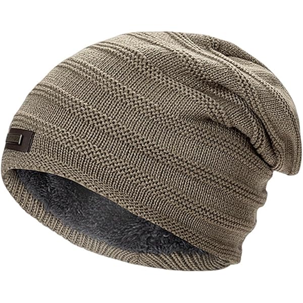 New Cuffless Brown Beanie Visor Skull Cap HAT at Amazon Men's