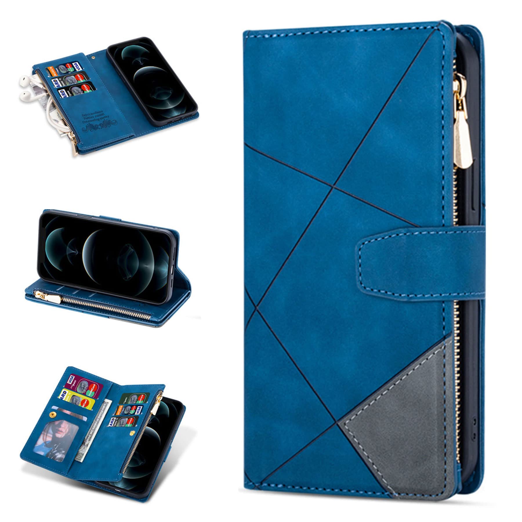 ZCDAYE Case for iPhone 14 Pro Max, iPhone 14 Pro Max(6.7 inches) Wallet Phone Case, Indentation Texture Flip Leather Phone Case for iPhone 14 Pro Max(6.7 inches) - Blue