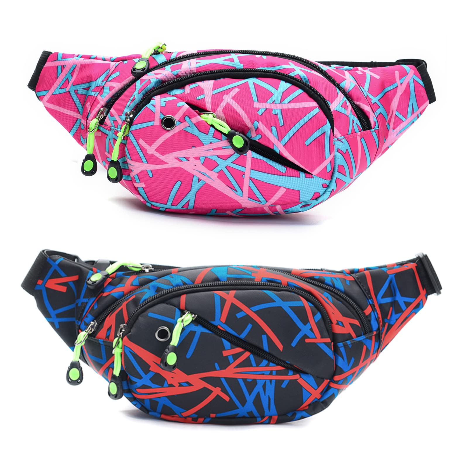 Bum Bag Waist Fanny Pack - Long Keeper Large Fashion Bumbag for Women Men, 4 Pockets Adjustable Waist Bag for Running Hiking Dog Walking Outdoor