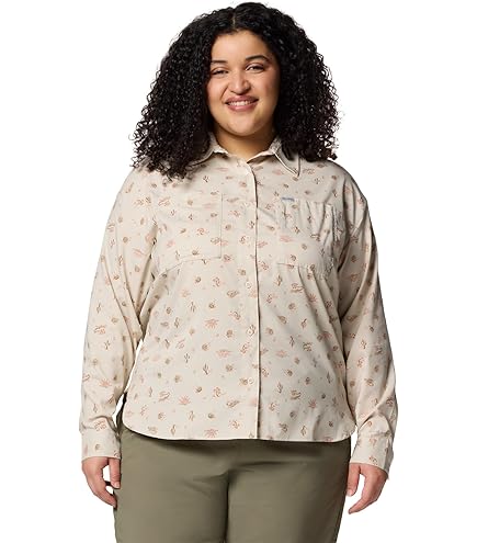 Chemise Columbia Tamiami Femme - Orange Vif - Taille L - Manches Longues à Revers - Occasion