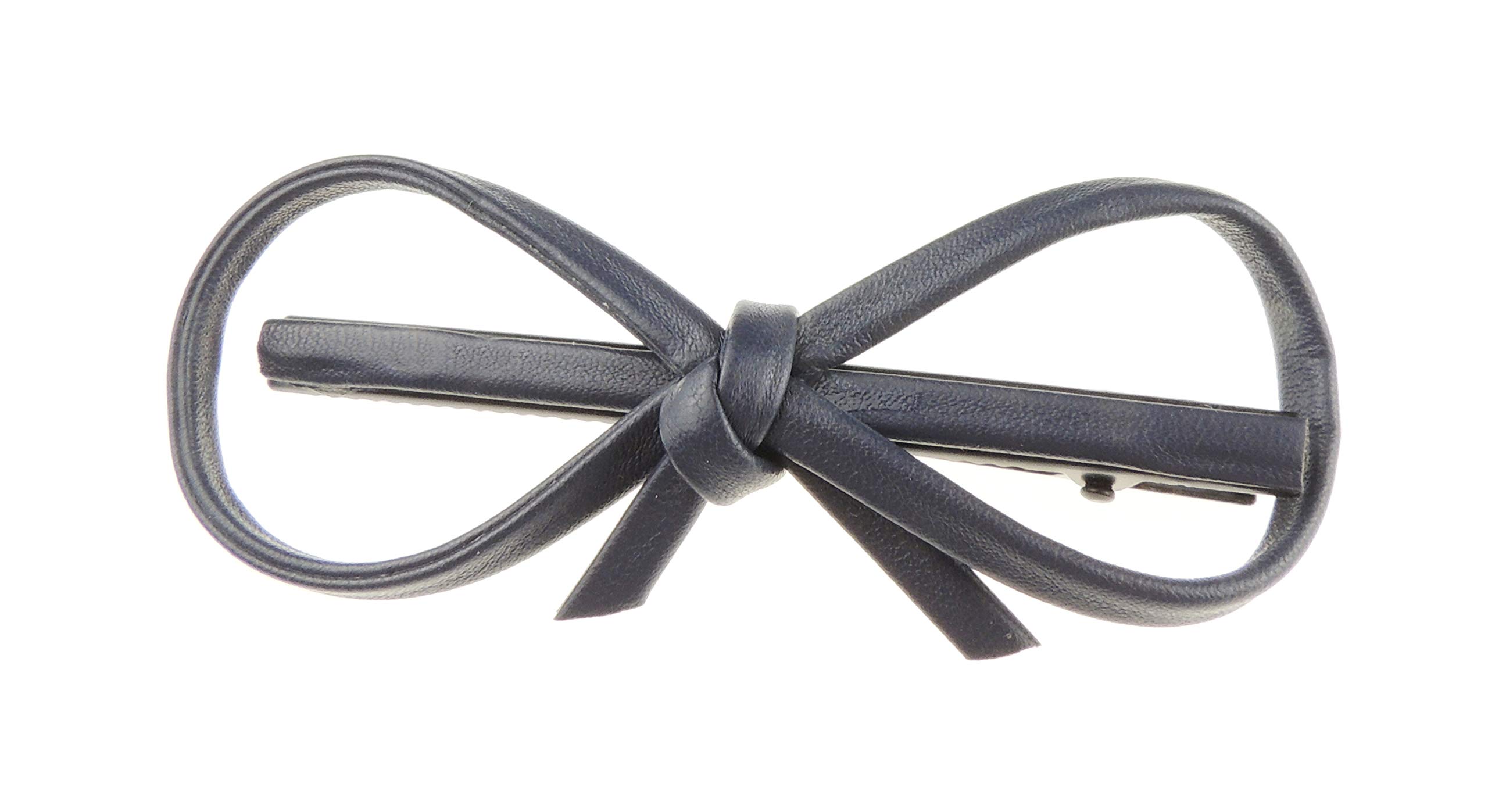 Girls Ladies Leather Look Bow Hair Croc Alligator Beak Clip (Navy)