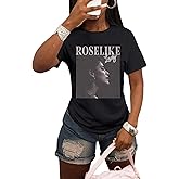 SOLY HUX Women's Graphic Tees Letter Print Short Sleeve Drop Shoulder Casual T Shirt Tops