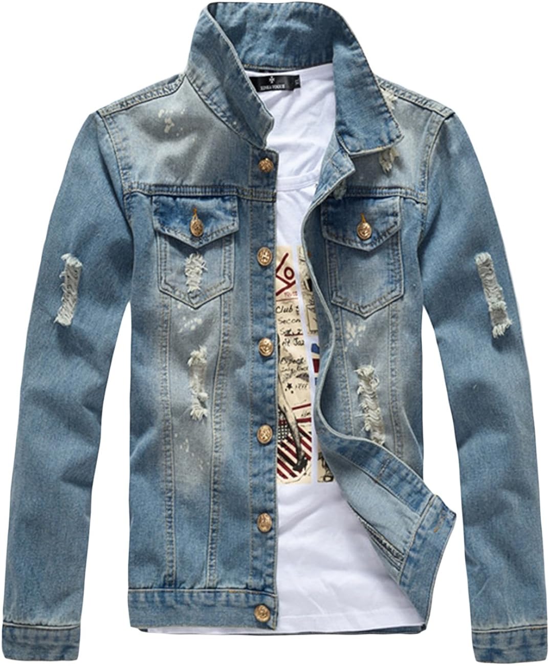 men's fashion washed denim jacket