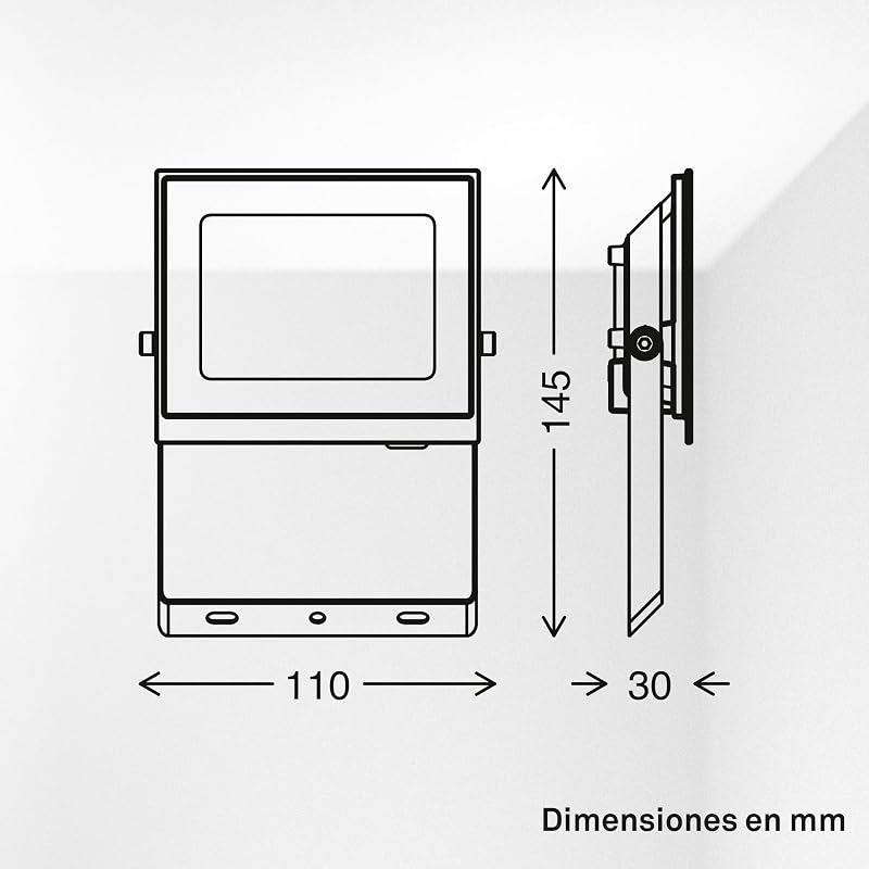 - Holofote LED exterior com luz branca neutra, 20W 1800 lm, ajustável, IP65 resistente ao pó e à água, foco LED exterior, para jardim e garagem, 11 x 14,5 x 3 cm, preto — foto 8 de 8