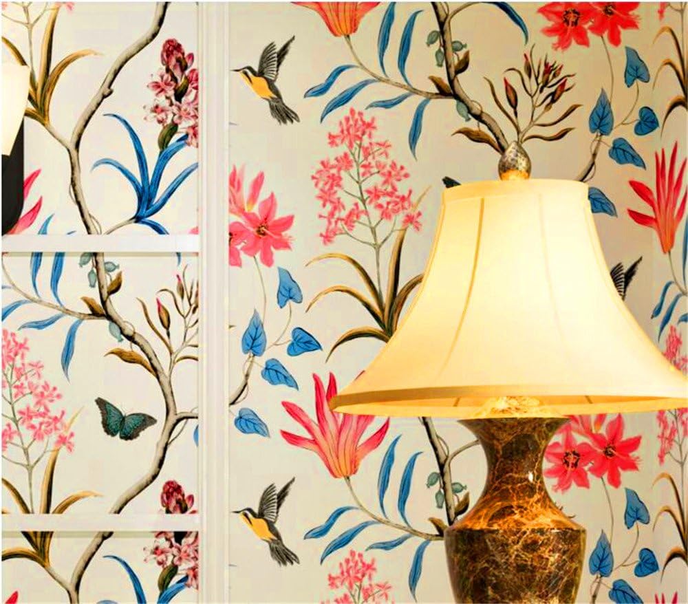 Amazon Co Jp Gdxrb 壁紙レトロアメリカの田舎新鮮な3d庭の花と鳥不織布の壁紙の寝室のリビングルームテレビの壁紙10 0 53 M Color Beige Yellow ホーム キッチン