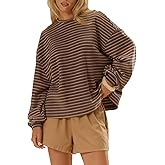 SOLY HUX Women's Striped T Shirt Long Sleeve Crew Neck Oversized Tee Preppy Y2k Tops Fall Clothes