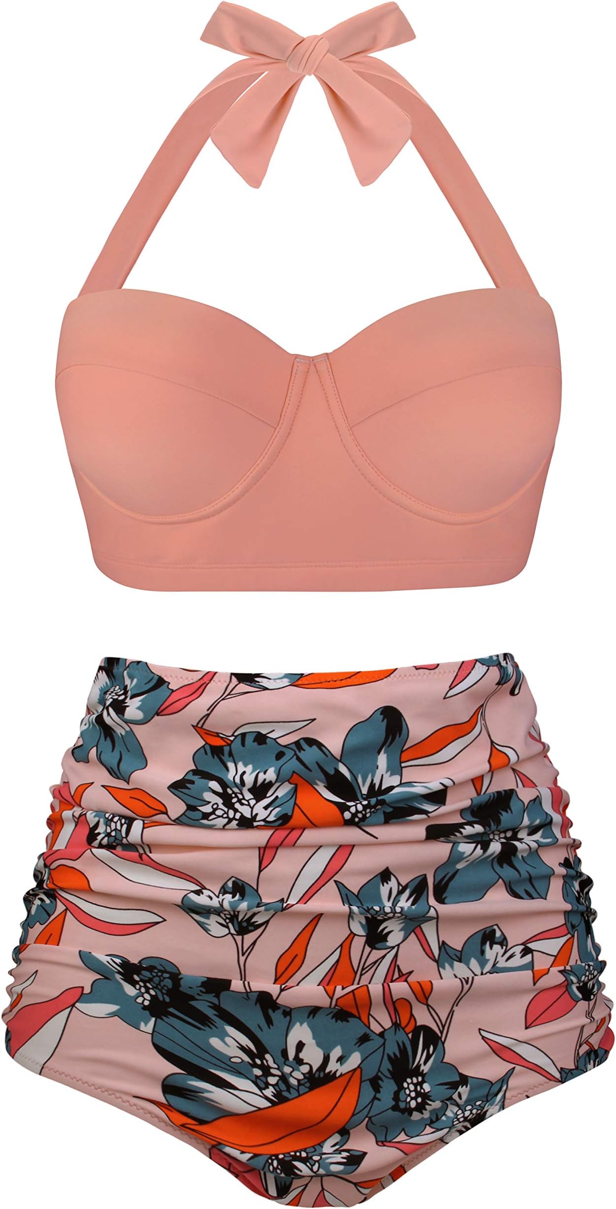 AngerellaWomen Vintage Polka Dot High Waisted Bathing Suits Bikini Set