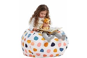Nobildonna Stuffed Animal Storage Bean Bag Chair Cover Only for Kids Girls Toddler, Large Beanbag Chair Without Filling for Organizing Children Soft Plush Toys