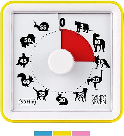 Amazon Co Jp Twenty5 7 カウントダウンタイマー 3インチ 60分 1時間ビジュアルタイマー 教室教育ツール オフィス会議 子供の試験時間管理用カウントダウンクロック イエロー ホーム キッチン