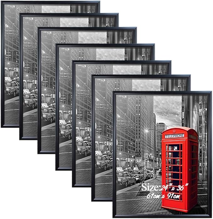 24 x 36 Frame Black 24x36 Picture Frames for Wall, 7 Pack Large Movie Poster Frames