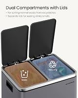 SONGMICS Dual Rubbish Bin 2-Compartment Pedal Bin with Lids 15 L Each view 6
