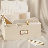 KIBAGA Stylish Linen Mail Organizer for Your Countertop &ndash; Easily Organizes Pens, Mail &amp; More in Spacious Compartments on Any Desktop &ndash; The Perfect Desk Sorter for Paper &amp; Office Essentials