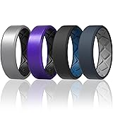 Egnaro Men's Silicone Rings, 7.5mm Wide 2.5mm Thick
