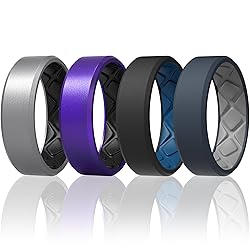Egnaro Men's Silicone Rings, 7.5mm Wide 2.5mm Thick