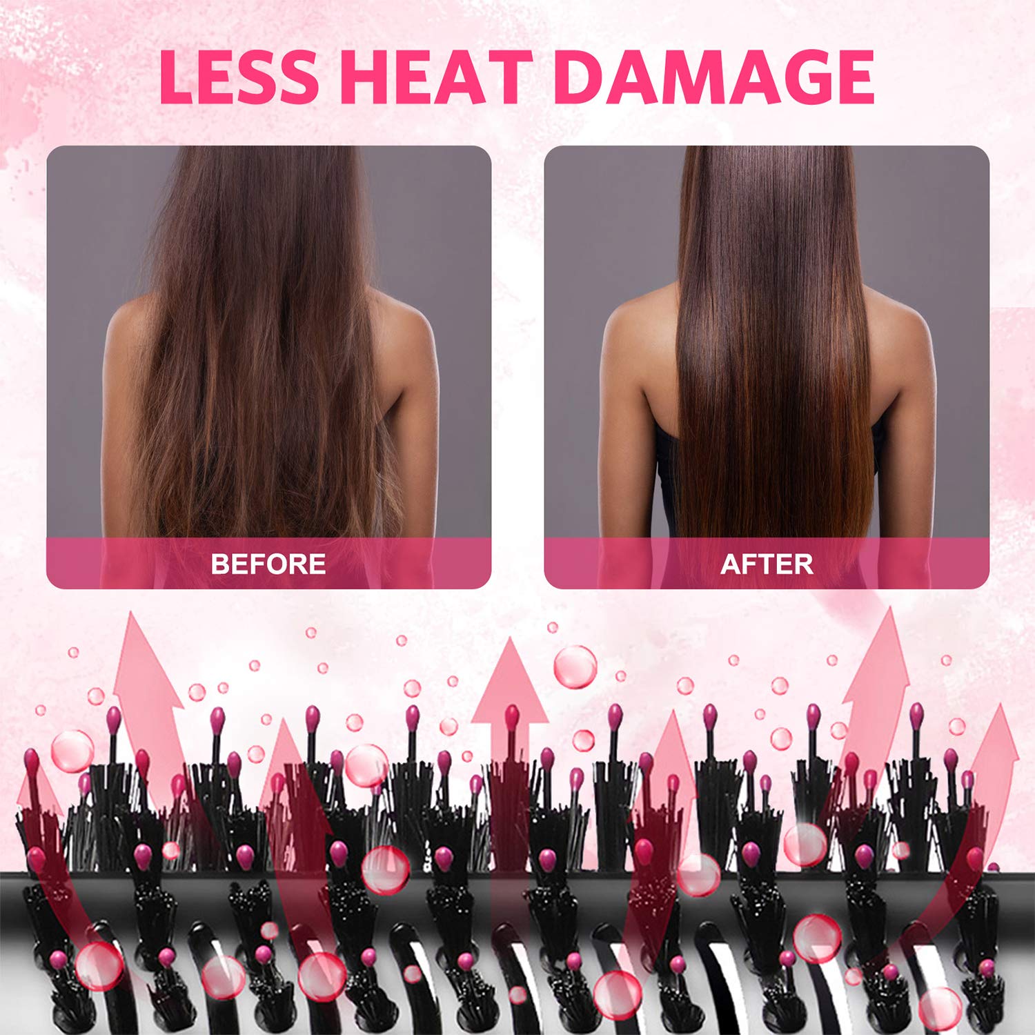 Blow Dryer Brush, Hot Air Brush Hair Dryer Styler One Step Hair Dryer and Volumizer 4 in 1 Brush Blow Dryer Styler for Rotating Straightening, Curling, Salon Negative Ion Ceramic Hair Dryer Brush : Beauty