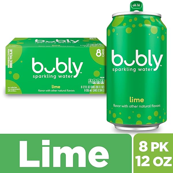 BUBLY SPARKLING WATER, THE SUPER MARIO GALAXY MOVIE LIME, ZERO SUGAR & ZERO CALORIES, 12 FL OZ CANS (PACK OF 8), PACKAGING MAY VARY